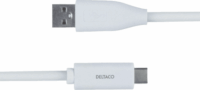 Deltaco USB-A apa - USB-C apa Adat- és töltőkábel 2m - Fehér