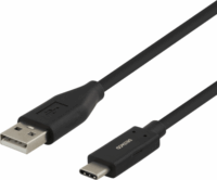 Deltaco USB-A apa - USB-C apa Adat- és töltőkábel 2m - Fekete