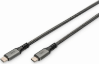 Assmann DB-300443 USB-C apa - USB-C apa 4.0 100W Adat és töltőkábel 3m - Fekete