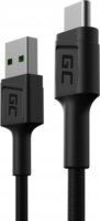 Green Cell KABGC25 USB-A apa - USB-C apa Adat- és töltőkábel 0.3m - Fekete