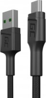 Green Cell KABGC23 USB-A apa - MicroUSB apa Adat- és töltőkábel 0.3m - Fekete