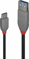 Lindy 36895 USB-C apa - USB-A apa 3.1 Adat és töltőkábel 1m - Szürke/Fekete