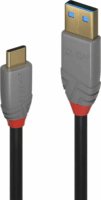 Lindy 36910 USB-C apa - USB-A apa 3.1 Adat és töltőkábel 0.5m - Szürke/Fekete