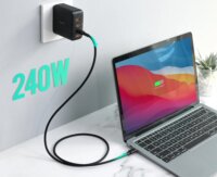 Aukey CB-SCC241 USB-C apa - USB-C apa Adat- és töltőkábel 240W 1m - Fekete