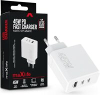 Maxlife MXTC-07-45ACC 2xUSB-C / USB-A Hálózati Gyorstöltő Adapter 45W - Fehér