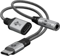 Goobay 74524 USB-C apa - USB-C / 3.5mm Jack anya Átalakító Adapter - Szürke