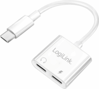 Logilink UA0433 USB-C apa - 2x USB-C anya adapter PD töltőporttal 60 W - Fehér