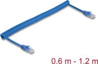 DeLock 90197 UTP Cat6 RJ45 Spirál Patch kábel 1.2m - Kék