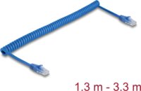 DeLock 90363 UTP Cat6 RJ45 Spirálos Patch kábel 3.3m - Kék