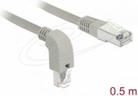 DeLock 85873 S/FTP Cat6a RJ45 90° Patch kábel 0.5m - Szürke