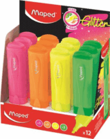 Maped Glitter Fluo Peps 1-5 mm Szövegkiemelő display - Vegyes fluoreszkáló színek (12 db/csomag)