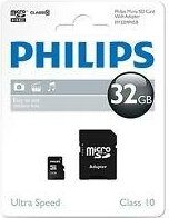 Philips 32GB microSDHC CL10 Memóriakártya + Adapter